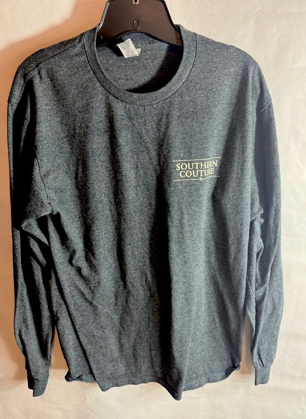 Gildan Women's Gray Long Sleeve Crew Neck Cotton Knit Graphic Logo T-Shirt M